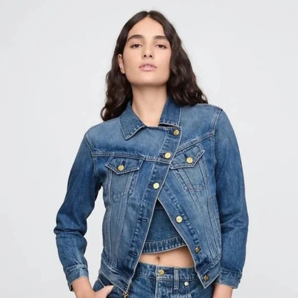 Cult Gaia x Gap Asymmetrical Denim Jacket, XS, NWT